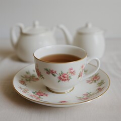 Fototapeta premium Simple Cup of Hot Tea on a White Background