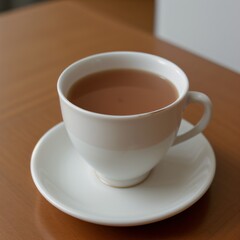 Obraz premium Simple Cup of Hot Tea on a White Background