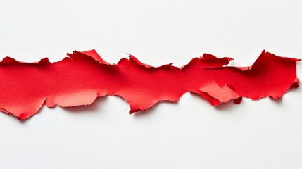 Fototapeta premium Ripped red paper on a white background. Illustration of a stylish ripped red paper with copy space.