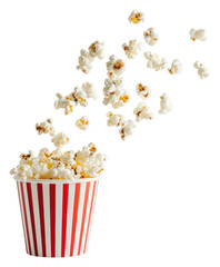 PNG Popcorn flying from striped container