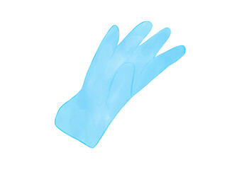 Hand-drawn watercolor illustration of a surgical glove isolated on a white background.