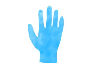 Obraz premium Hand-drawn watercolor illustration of a surgical glove isolated on a white background.