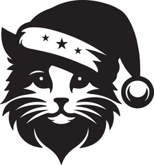 Merry Christmas-Santa-Cute cats silhouette vector.