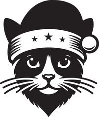 Merry Christmas-Santa-Cute cats silhouette vector.