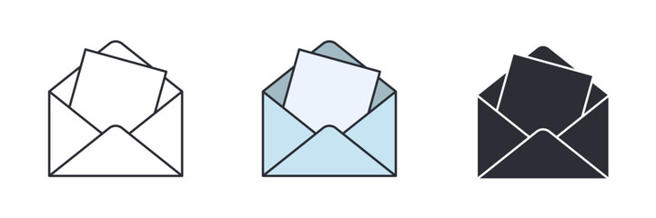 Newsletter, envelope, mail icon symbol vector illustration isolated on white background