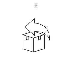 Return Policy, Parcel return icon. Sending the box back icon symbol vector illustration isolated on white background