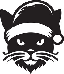 Merry Christmas-Santa-Cute cats silhouette vector.