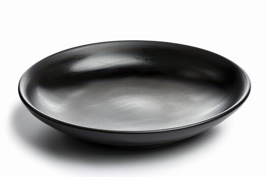 Japanese style black plate on white background with clipping path