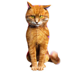 3D rendered illustration of a cute tabby magic cat isolated on transparent background 