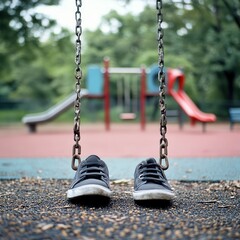 Women's shoes lying on the playground
