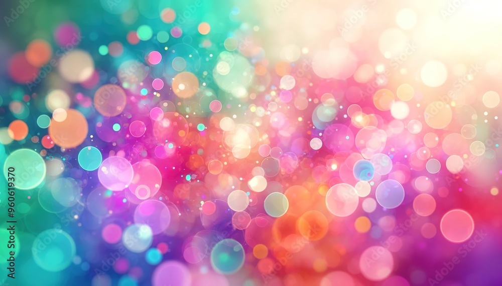 Wall mural abstract background with colorful bokeh on a bright background