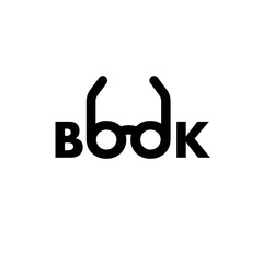 Book lettering. The letters "o" form glasses. Vector illustration, flat design
