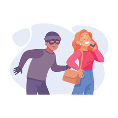 Man Criminal Commit Crime and Theft Vector Illustration