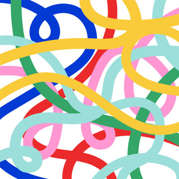 Organic curvy lines. Colorful fun background. Vector illustration, flat design