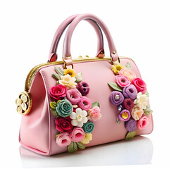 beautiful elegance and luxury fashion pink women handbag