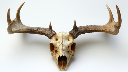Fototapeta premium Animal skull with antlers on white background