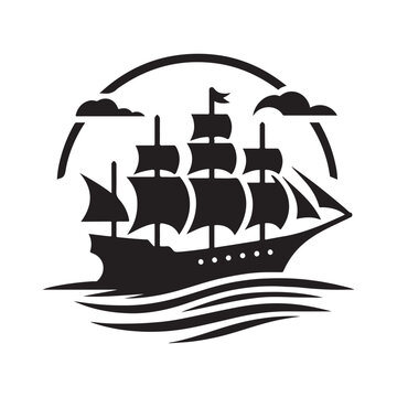 recommend clip art: Whaling Ship Silhouette Vector Illustration – High-Quality Graphics for Commercial Use