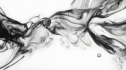 Fototapeta premium Ink flowing in water creating unique patterns, organic shapes, artistic and fluid.