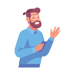 Man Character Use Mobile Smartphone Device Vector Illustration