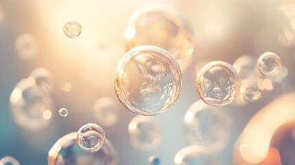 Bubbles in various sizes creating a whimsical background, organic shapes, playful and detailed.