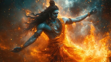 Majestic Lord Shiva Performing Cosmic Tandava Dance