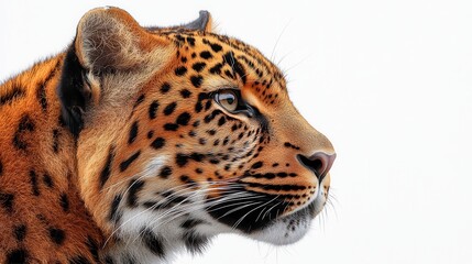 Obraz premium Clipart featuring a close-up of an Amur leopard's face with details on a white background