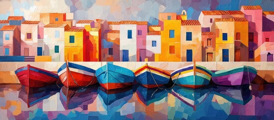 Colorful Boats Docked in a Picturesque Mediterranean Town