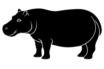 A Hippopotamus Silhouette Vector Illustration