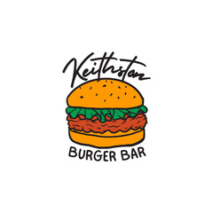 Orange Creative Illustration Burger Restaurant Logo