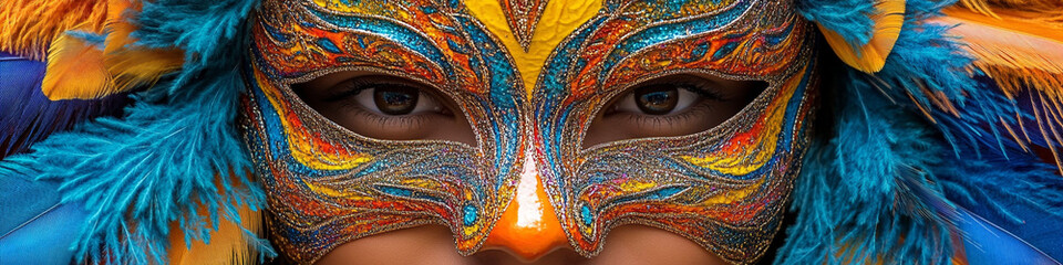 Fototapeta premium Brazilian carnival masks with intricate feather designs