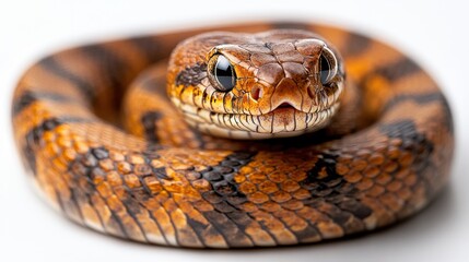 Obraz premium Coiled snake on a white background