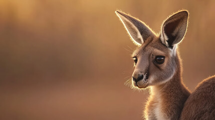 Fototapeta premium minimalistic view of a joey peeking out in natural light