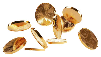PNG  Floating golden coins in air