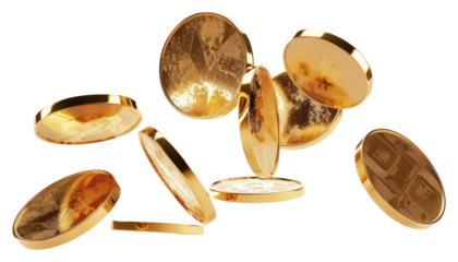 PNG  Floating golden coins in air