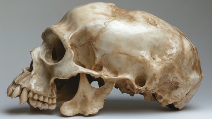 Detailed gorilla skull on white background