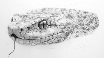 Naklejka premium Detailed snake drawing on white background