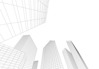 Fototapeta premium abstract city buildings vector drawing