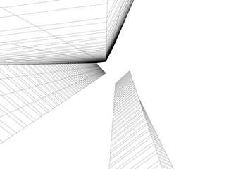 abstract city buildings vector drawing