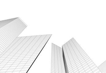 abstract city buildings vector drawing