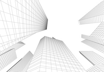 Fototapeta premium abstract city buildings vector drawing