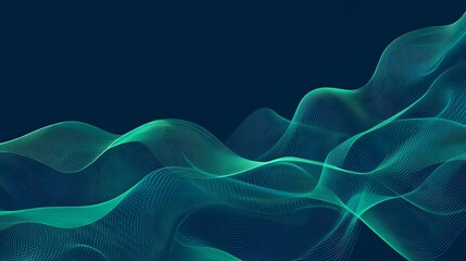 Obraz premium Green Radio Frequency Waves on Black Background, Abstract Image, Texture, Pattern, Wallpaper, Cover and Screen for Smartphone, PC, Laptop, 9:16 and 16:9 Format