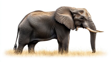 Obraz premium Elephant clipart featuring its large stature and tusks on a white background