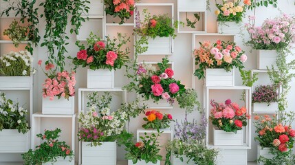 Naklejka premium flower shop with colorful flowers