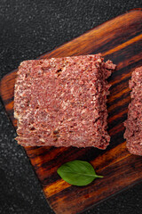 ham spam luncheon canned meat fresh meal food snack on the table copy space foodbackground rustic top view