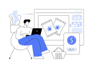 Buying weed online isolated cartoon vector illustrations.