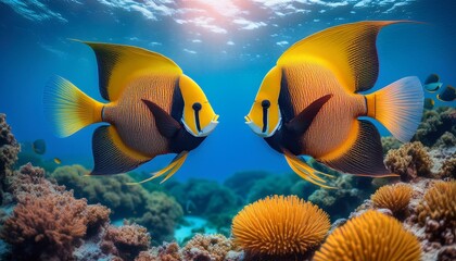  Angels fish leaping out of the water,