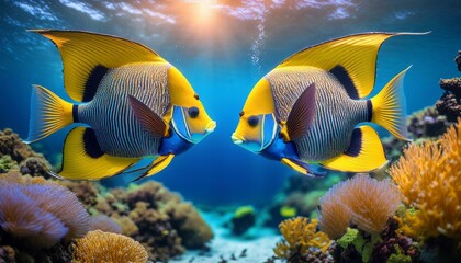  Angels fish leaping out of the water,