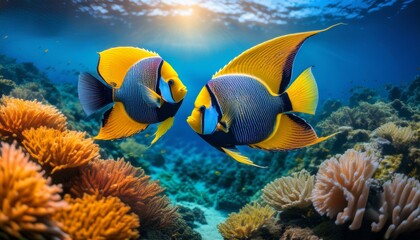 coral reef with fish and coral