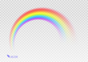 Graphic rainbow with transparent background  Shape arch realistic isolated on white transparent background. Colorful light and bright design element