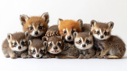 Obraz premium Group of woodland animals on a white background